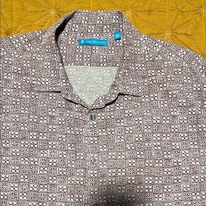 Tori Richard Men’s Shirt Blue/grey Brown geometric print